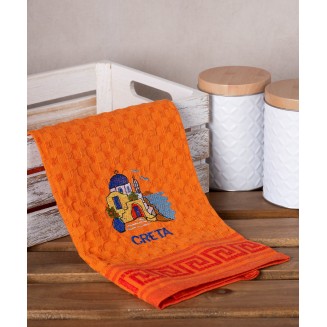 Σετ 12 Τεμ. Ποτηρόπανα Γκοφρέ 50x70 Silk Fashion Πορτοκαλί Εκκλησία Creta