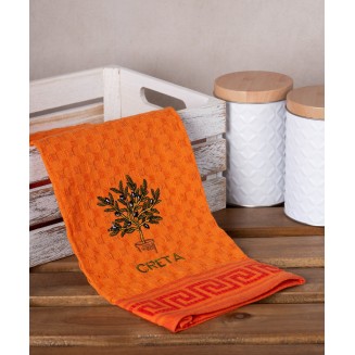 Σετ 12 Τεμ. Ποτηρόπανα Γκοφρέ 50x70 Silk Fashion Πορτοκαλί Γλάστρα Creta