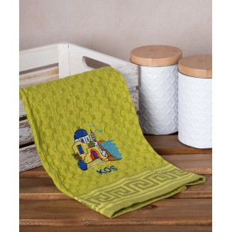 Σετ 12 Τεμ. Ποτηρόπανα Γκοφρέ 50x70 Silk Fashion Πράσινο Εκκλησία Kos