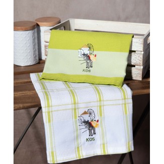 Σετ 2 Τεμ. Ποτηρόπανα 50x70 Silk Fashion Ανεμόμυλος Πράσινο Kos