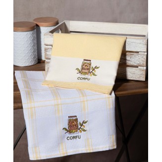 Σετ 2 Τεμ. Ποτηρόπανα 50x70 Silk Fashion Βάζο Κίτρινο Corfu