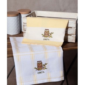 Σετ 2 Τεμ. Ποτηρόπανα 50x70 Silk Fashion Βάζο Κίτρινο Creta