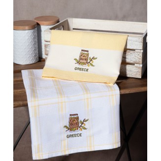 Σετ 2 Τεμ. Ποτηρόπανα 50x70 Silk Fashion Βάζο Κίτρινο Greece