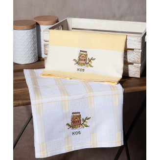 Σετ 2 Τεμ. Ποτηρόπανα 50x70 Silk Fashion Βάζο Κίτρινο Kos