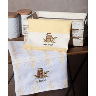 Σετ 2 Τεμ. Ποτηρόπανα 50x70 Silk Fashion Βάζο Κίτρινο Rhodes