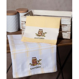 Σετ 2 Τεμ. Ποτηρόπανα 50x70 Silk Fashion Βάζο Κίτρινο Santorini