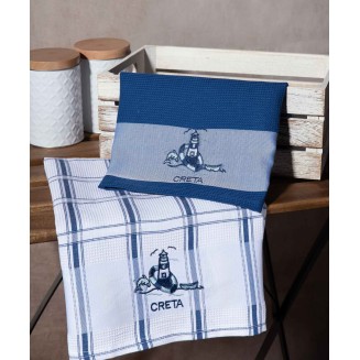 Σετ 2 Τεμ. Ποτηρόπανα 50x70 Silk Fashion Μπλέ Φάρος Creta