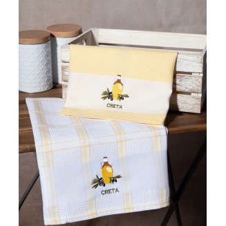 Σετ 2 Τεμ. Ποτηρόπανα 50x70 Silk Fashion Μπουκάλι Κίτρινο Creta