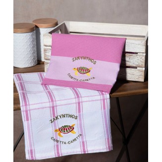 Σετ 2 Τεμ. Ποτηρόπανα 50x70 Silk Fashion Ρόζ Careta Careta Zakynthos