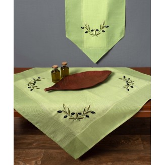 Σετ Κέντημα 3 Τεμαχίων Silk Fashion Bg23A Πράσινο Με Μαύρη Ελιά