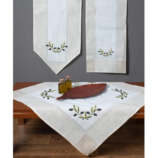 Τραβέρσα 45x250 Silk Fashion Bg23A Ivory Με Μαύρη Ελιά