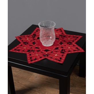 Χριστουγεννιάτικο Τραπεζοκαρέ (140Cm X 140Cm) Y21Κόκκινο Silk Fashion