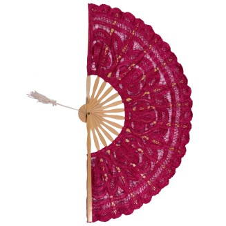 Χειροποίητη βεντάλια (27cm) φούξια Silk Fashion