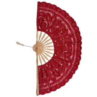 Χειροποίητη βεντάλια (27cm) κόκκινη Silk Fashion