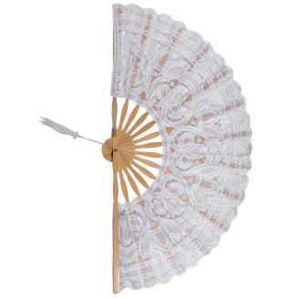 Χειροποίητη βεντάλια (27cm) λευκή Silk Fashion