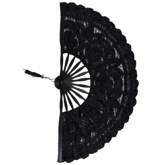 Χειροποίητη βεντάλια (27cm) μαύρη Silk Fashion