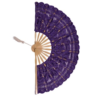 Χειροποίητη βεντάλια (27cm) μώβ Silk Fashion