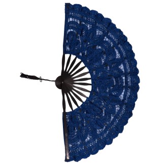 Χειροποίητη βεντάλια (27cm) μπλέ Silk Fashion