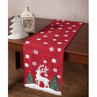 Χριστουγεννιάτικη Τραβέρσα Hp52157M (35Cm X 160Cm) Κόκκινη Silk Fashion