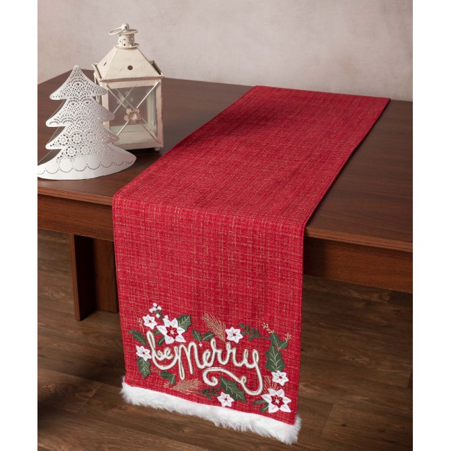 Χριστουγεννιάτικη τραβέρσα HP52779X (35cm x 160cm) κόκκινη