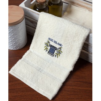 Δωδεκάδα Πετσέτες Χεριών 30x50 Silk Fashion  Ivory Με Μπλέ Κίωνα Κως