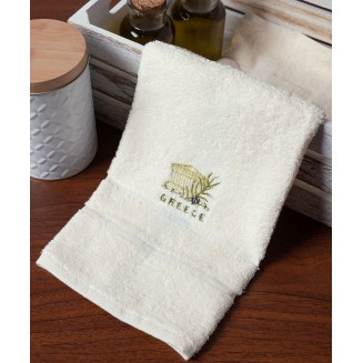 Δωδεκάδα Πετσέτες Χεριών 30x50 Silk Fashion  Ivory Με Την Ακρόπολη Greece
