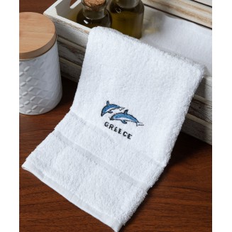 Δωδεκάδα Πετσέτες Χεριών 30x50 Silk Fashion  Λευκό Με Δελφίνια Greece