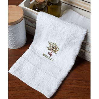 Δωδεκάδα Πετσέτες Χεριών 30x50 Silk Fashion  Λευκό Με Γλάστρα Ροδος