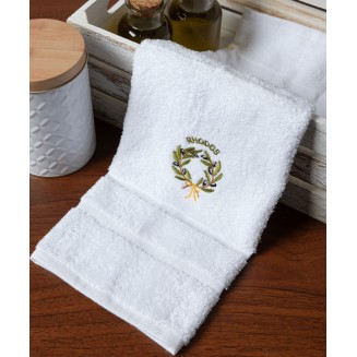 Δωδεκάδα Πετσέτες Χεριών 30x50 Silk Fashion  Λευκό Με Στεφάνι Ροδος