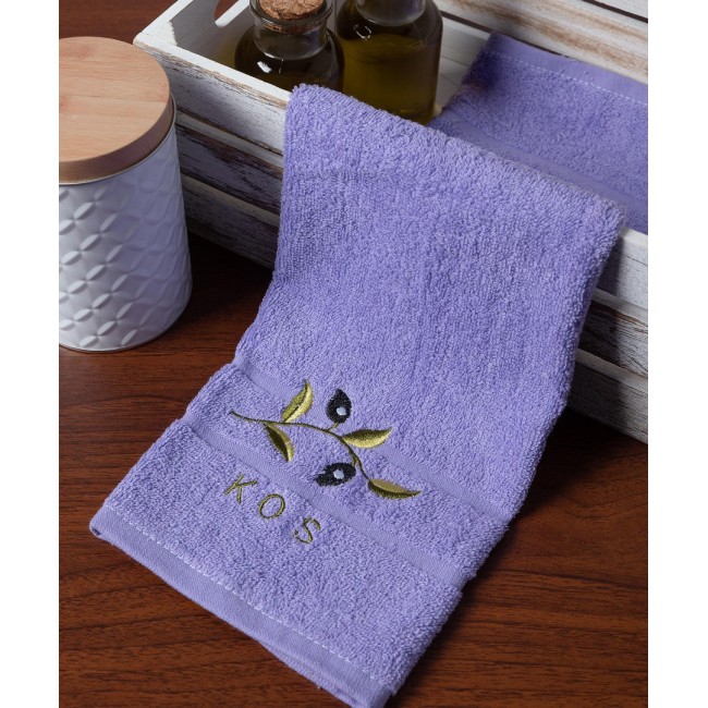 Δωδεκάδα πετσέτες χεριών (30cm x 50cm) λιλά με κλαδί ΚΩΣ
