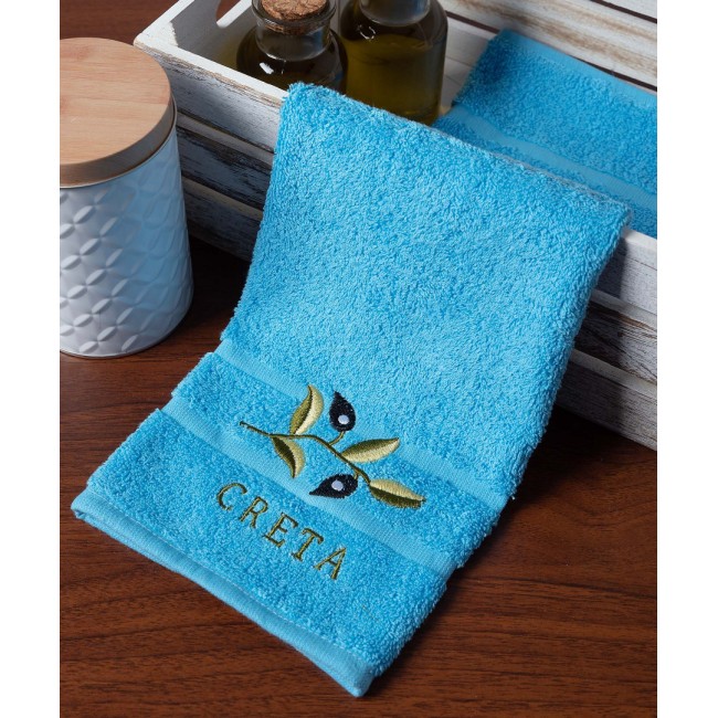 Δωδεκάδα πετσέτες χεριών (30cm x 50cm) μπλέ με κλαδί ΚΡΗΤΗ