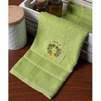 Δωδεκάδα Πετσέτες Χεριών 30x50 Silk Fashion  Πράσινο Με Στεφάνι Κως
