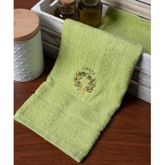 Δωδεκάδα Πετσέτες Χεριών 30x50 Silk Fashion  Πράσινο Με Στεφάνι Κρητη