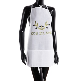 Ολόσωμη ποδιά BG23a  50x70 Silk Fashion  Λευκή Χρωματιστή Ελιά Kos