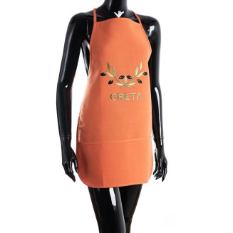 Ολόσωμη ποδιά BG23a  50x70 Silk Fashion  Πορτοκαλί Χρωματιστή Ελιά Creta