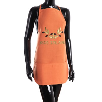 Ολόσωμη ποδιά BG23a  50x70 Silk Fashion  Πορτοκαλί Χρωματιστή Ελιά Kos