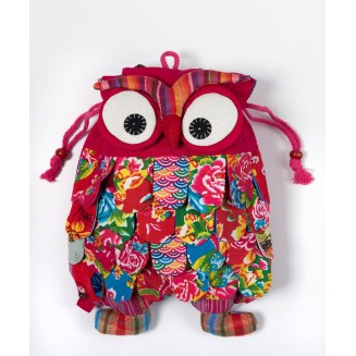 Σακίδιο κουκουβάγια (35cm x 28cm) κόκκινο Silk Fashion