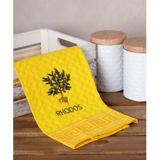 Σετ 12 Τεμ. Ποτηρόπανα Γκοφρέ 50x70 Silk Fashion Κίτρινο Γλάστρα Rhodes