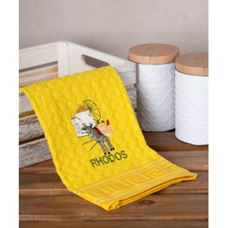 Σετ 12 Τεμ. Ποτηρόπανα Γκοφρέ 50x70 Silk Fashion Κίτρινος Γαίδαρος Rhodes