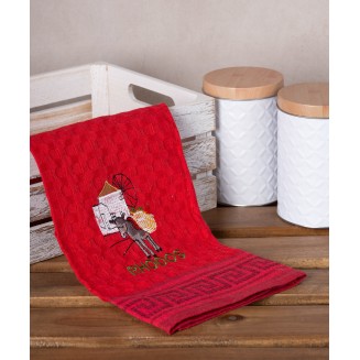 Σετ 12 Τεμ. Ποτηρόπανα Γκοφρέ 50x70 Silk Fashion Κόκκινο Γάιδαρος Rhodes