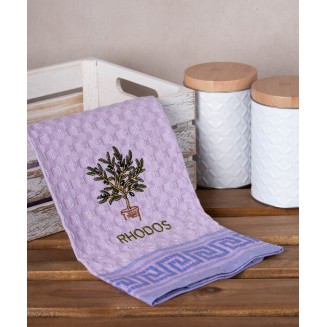 Σετ 12 Τεμ. Ποτηρόπανα Γκοφρέ 50x70 Silk Fashion Λιλά Γλάστρα Rhodes