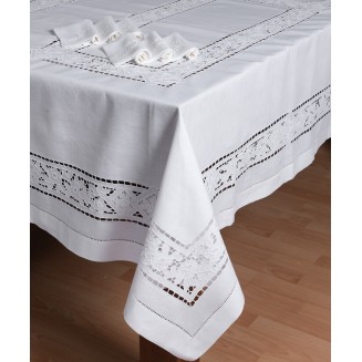 Χειροποίητο Τραπεζομάντηλο 122x168 Silk Fashion 682 Λευκό