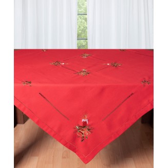 Χριστουγεννιάτικο Τραπεζομάντηλο (180Cm X 180Cm) 1982 Κόκκινο Silk Fashion