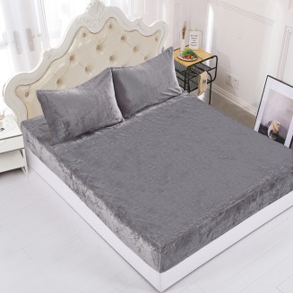 Fleece Σεντόνι Με Λάστιχο Και Μαξιλαροθήκες (160Cm X 200Cm + 35Cm) Light Grey Silk Fashion