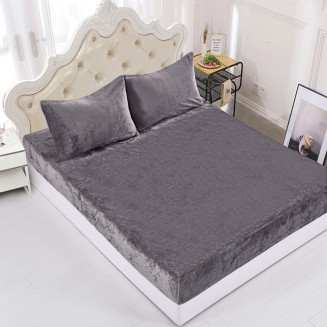 Fleece Σεντόνι Με Λάστιχο Και Μαξιλαροθήκες (160Cm X 200Cm + 35Cm) Σκούρο Γκρί Silk Fashion