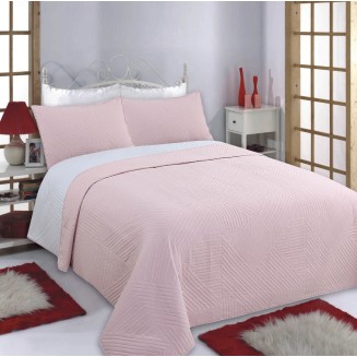 Κουβερλί Σετ Yπέρδιπλο 220x240 Silk Fashion Lines Pink-Grey