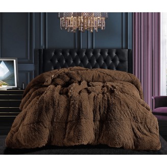 Κουβερτοπάπλωμα Μαλλιαρό (220Cm X 240Cm) Coffee Silk Fashion