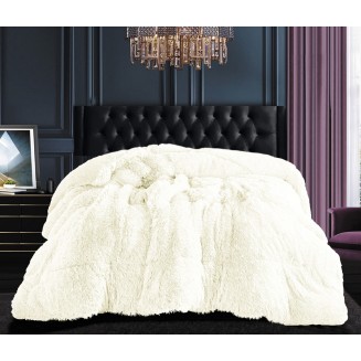 Κουβερτοπάπλωμα Μαλλιαρό (220Cm X 240Cm) Λευκό Silk Fashion