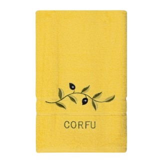 Πετσέτα Προσώπου ( 50Cm X 100Cm ) Κίτρινο Με Κλαδί Κερκυρα Silk Fashion
