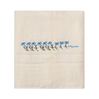Πετσέτα Σώματος ( 100Cm X 150Cm ) Ivory Με Σιέλ Λουλούδι Silk Fashion